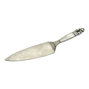 Antique Georg Jensen Denmark "Acorn" Pattern Sterling Silver Pie Serving Knife Circa Early 20th Century.