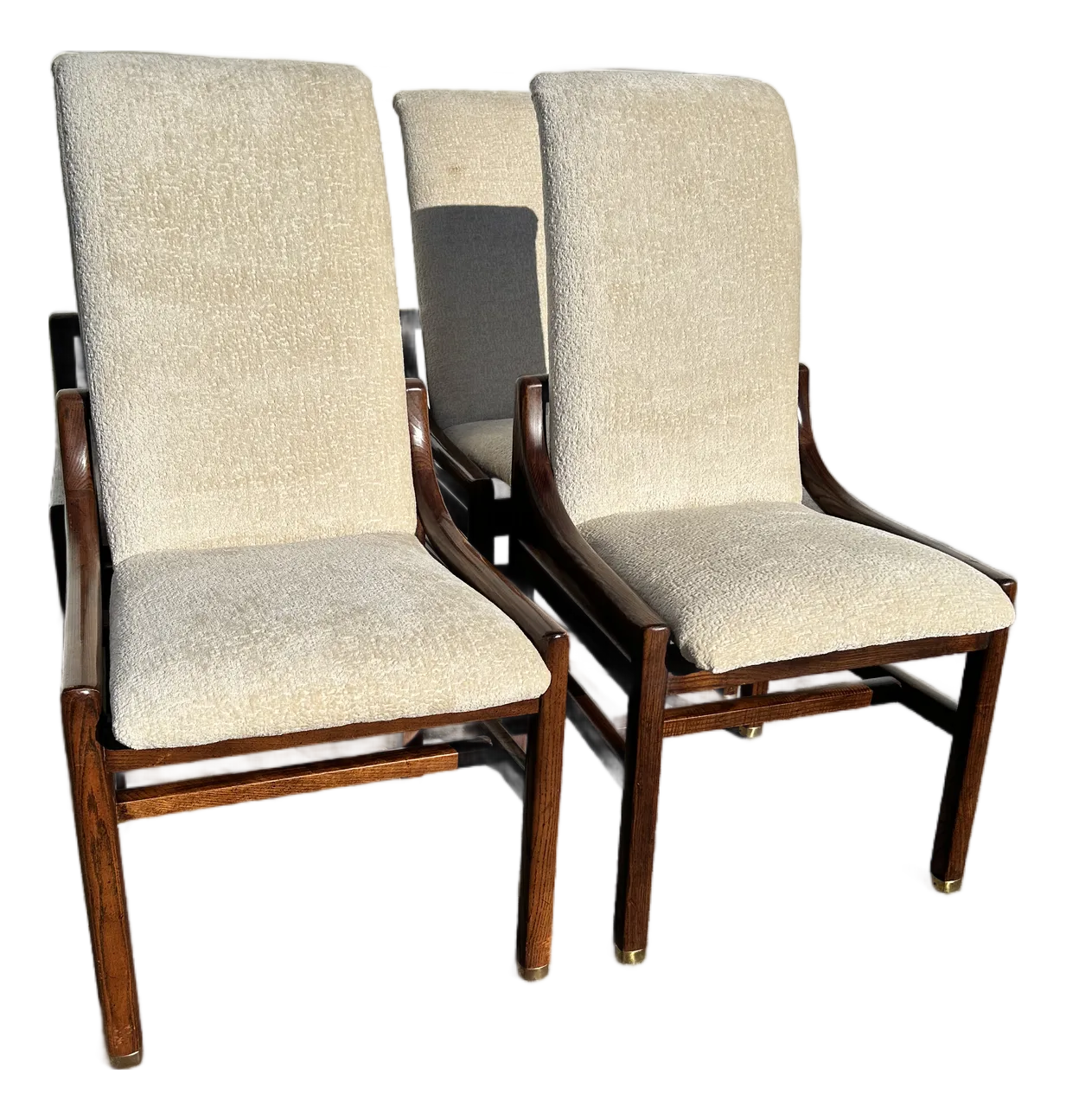 Henredon Campaign Style MCM Dining Chairs-Set of 4 Reupholstered
