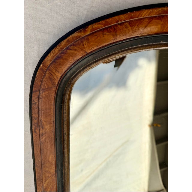 Antique 19th C. Louis Philippe Faux Burl Tortoiseshell Style Cushion Mirror For Sale In Los Angeles - Image 6 of 12
