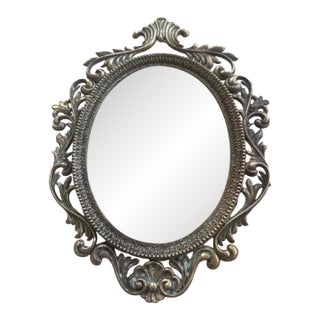 Vintage Ornate Oval Mirror For Sale