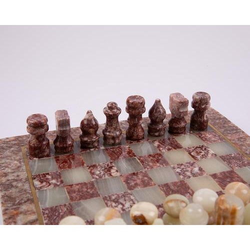 Beige Mid-Century Marble Chess Set with Box For Sale - Image 8 of 14