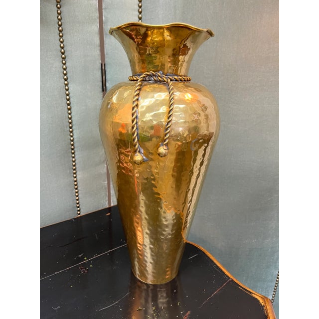 Vintage Large Solid Brass Urn With Rope Detailing For Sale In Orlando - Image 6 of 6