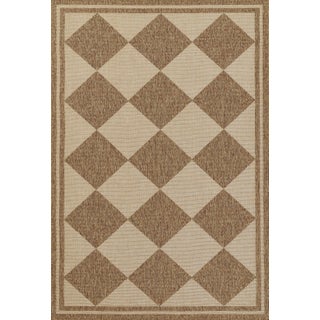 Erin Gates by Momeni Saybrook Diamond Natural Indoor/Outdoor Area Rug 6'6" X 9' For Sale