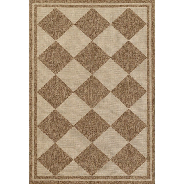 Erin Gates by Momeni Saybrook Diamond Natural Indoor/Outdoor Area Rug 6'6" X 9' For Sale