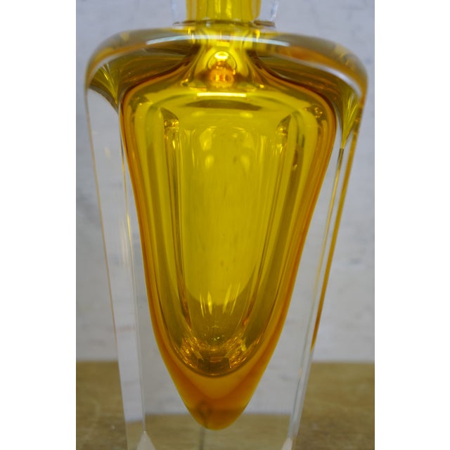 Mid 20th Century Mid Century Modern Italian Murano Yellow Sommerso Glass Decanter Bottle Stopper For Sale - Image 14 of 18