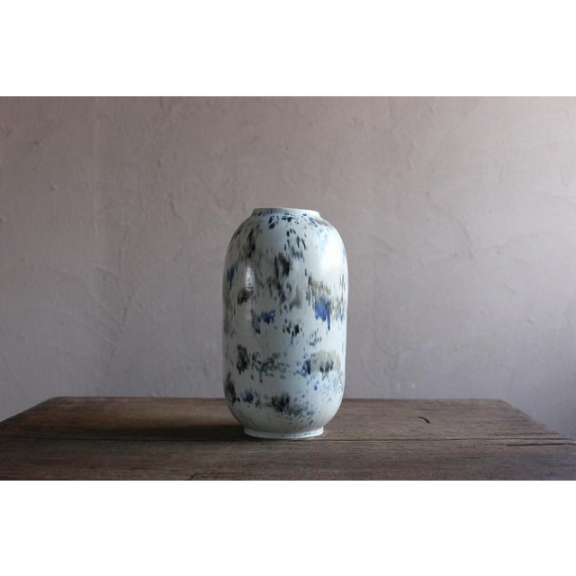 2020s Small White Vase With Abstract Painting by Scarlet Pottery For Sale - Image 5 of 12