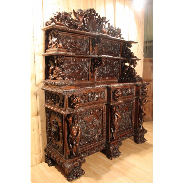 Renaissance-Style Walnut Castle Sideboard, 19th Century For Sale - Image 16 of 16