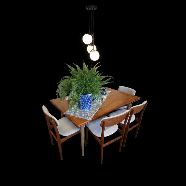 Beige Vintage Teak Chairs with Upholstered Boucle Back by Rasmussen for Thorsø Mobelfabrik, 1960s, Set of 6 For Sale - Image 8 of 18