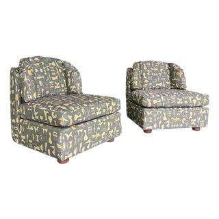 Reupholstered Postmod Henredon Folio 500 Club Chair Pair For Sale