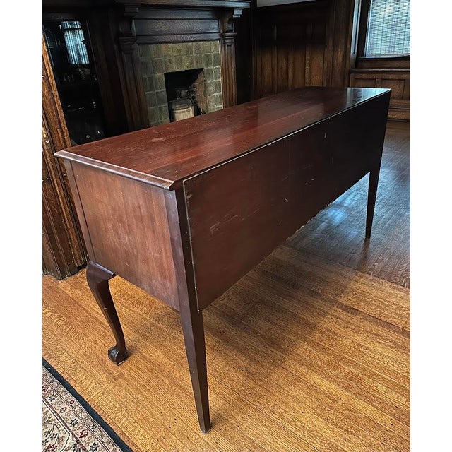 1930's Johnson Handley Johnson Mahogany Chippendale Style Sideboard Buffet, Grand Rapids Certified For Sale - Image 12 of 13