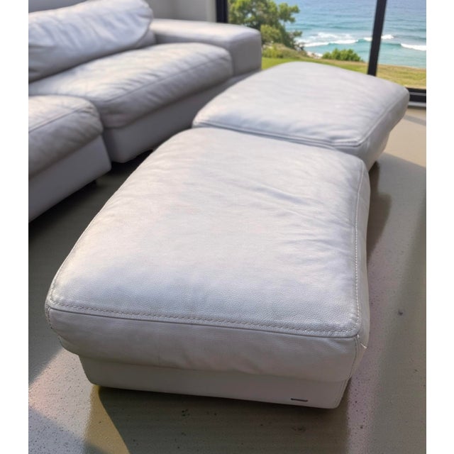 Roche Bobois Roche Bobois MD France 4p Dolphin Gray Leather Couch Sectional Ottoman For Sale - Image 4 of 9