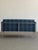 1970's Danish Loveseat by Friis & Elmar Moltke Nielsen for Randers Denmark in Leather and Blue Plaid For Sale - Image 11 of 12
