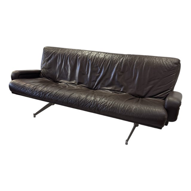 Mid-Century Brown Leather Sofa on Cantilever Legs by Marcel Breuer, 1970s For Sale