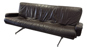 Mid-Century Brown Leather Sofa on Cantilever Legs by Marcel Breuer, 1970s