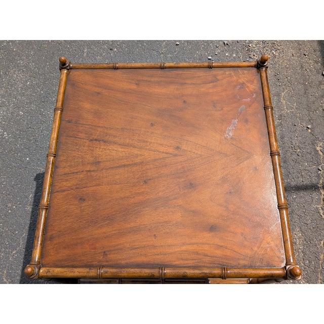 Baker Furniture Mid 20th Century Two-Tier Caned Faux Bamboo End Table For Sale - Image 10 of 11