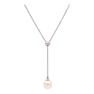 Tiffany & Co. 18k White Gold Pearl Y-Drop Necklace — 16"
