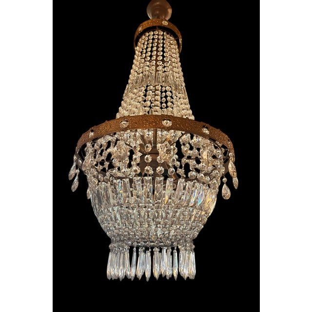 Exceptional Antique Crystal Chandelier with Patinated Bronze Frame France or Central Europe, late 19th – early 20th...