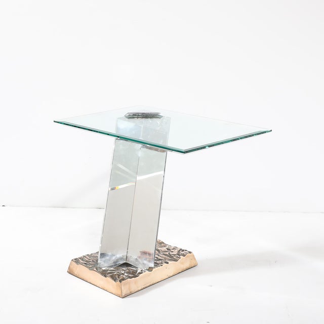 Mid-Century Bronze, Glass & Lucite "Ff 24/16 Side Table" Signed Jeffrey Bigelow For Sale - Image 11 of 12