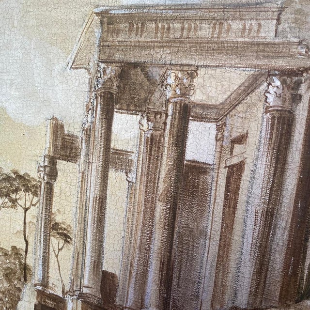 Brown Italian Artist, Grisaille Compositions, Oil on Oval Canvases, 1800s, Set of 3 For Sale - Image 8 of 13