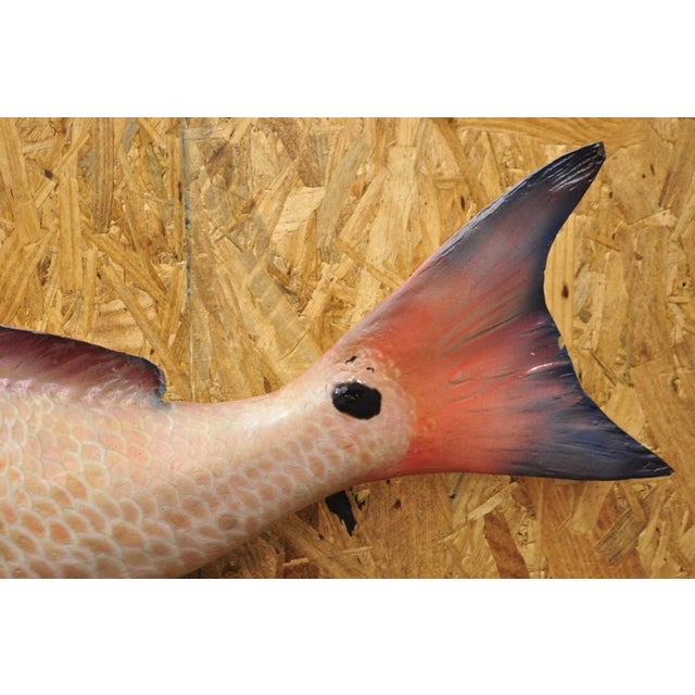 Vintage Large Red Drum Full Wall Mount Taxidermy Redfish Fish Replica For Sale In Philadelphia - Image 6 of 12