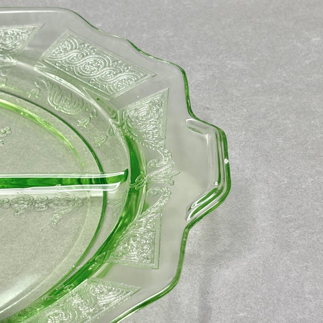 Green Vintage Green Depression Glass “Princess” 3 Part Divided Serving Platter by Hocking Glass For Sale - Image 8 of 10
