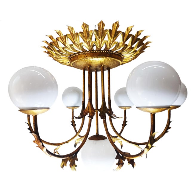 Metal Regency Style Chandelier, 1950s For Sale - Image 7 of 10