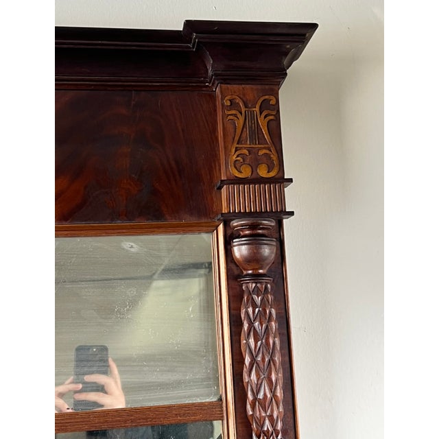 Wood Antique American Empire Mahogany Pier Mirror C. 1840 For Sale - Image 7 of 9