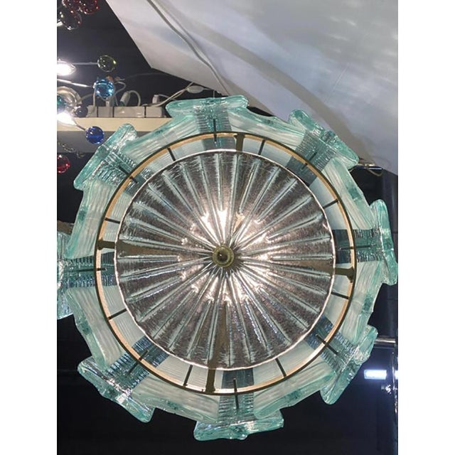 Contemporary Sputnik Lantern Pendant in Transparent and Sanded Green-Whater Murano Glass by Simoeng For Sale - Image 3 of 6