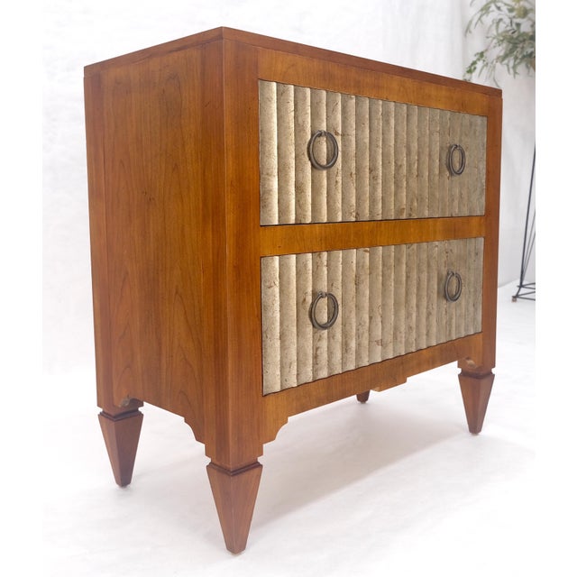 Wood Baker Slate Top Silver Leaf Scallop Front Two Drawers Night Stand End Table MINT For Sale - Image 7 of 16