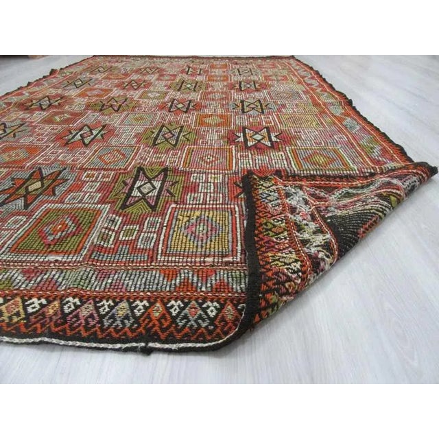 Handwoven Embroidered Turkish Kilim Rug - 6′1″ × 9′3″ For Sale In Los Angeles - Image 6 of 6