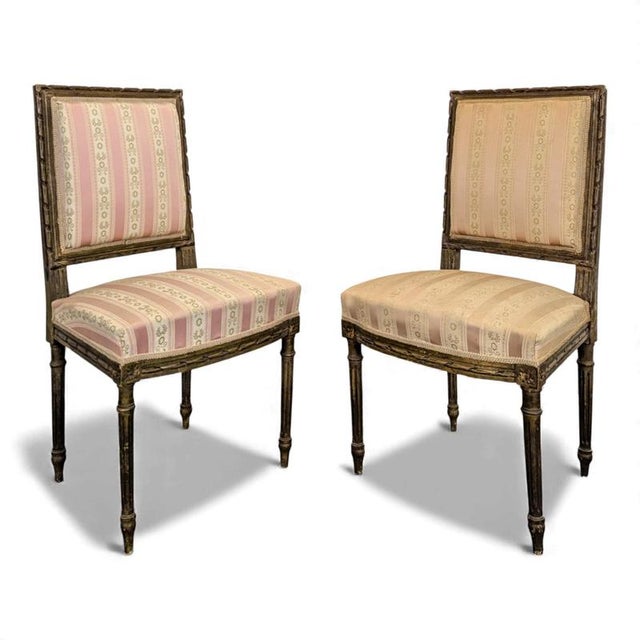 Textile Louis XVI Armchairs with Painted Decoration, Set of 2 For Sale - Image 7 of 7