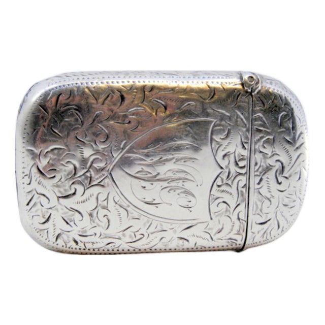 Silver Matchbox with Engraved Plant Motifs For Sale
