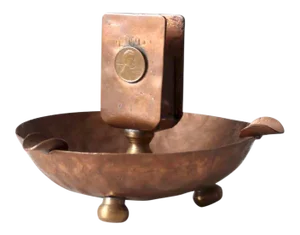 Antique Copper Match Holder Ashtray