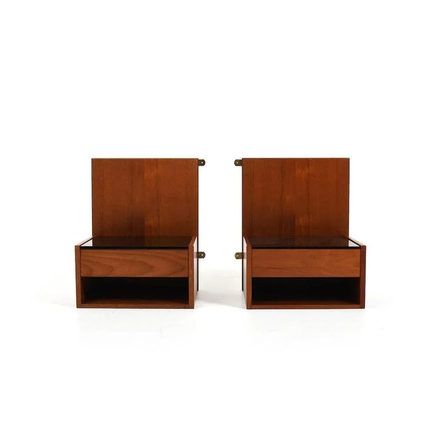 Teak Hanging Bedside Tables by Hans Wegner for Getama, 1960s, Set of 2 For Sale - Image 9 of 9