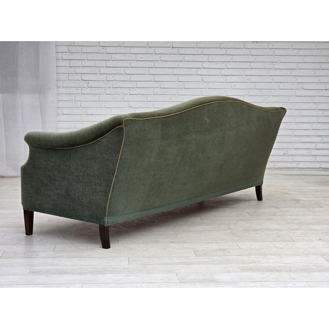 3-Seater Danish Sofa in Green Furniture Velour, 1960s For Sale - Image 10 of 15