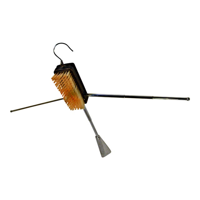 Vintage Swank Shoe Horn, Brush, Hanger Combo - Telescopic, Travel - 1970s For Sale