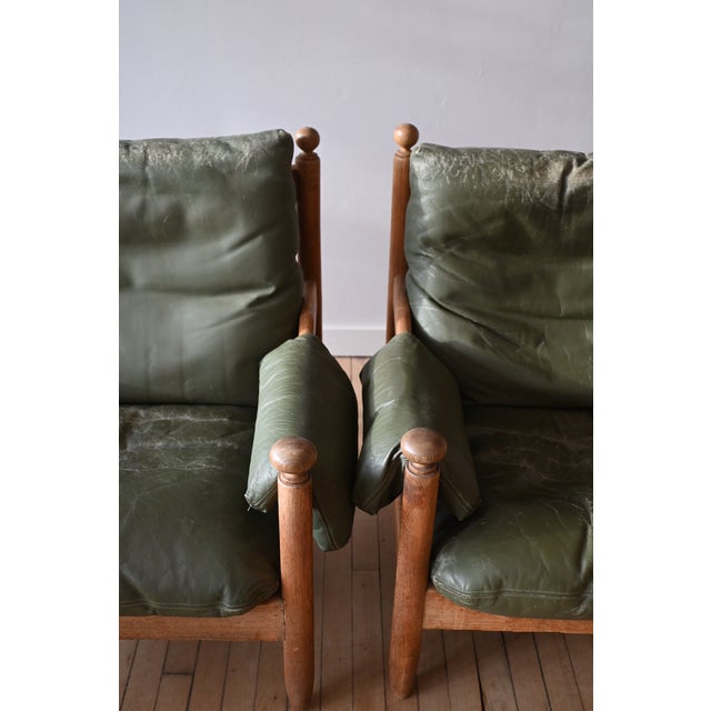 Mid-Century Modern Eric Merthen's "Amiral" Style Leather Chairs, a Pair For Sale - Image 3 of 10