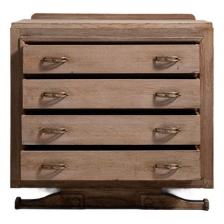 1930s French Beige Art Deco Oak Chest of Drawers For Sale