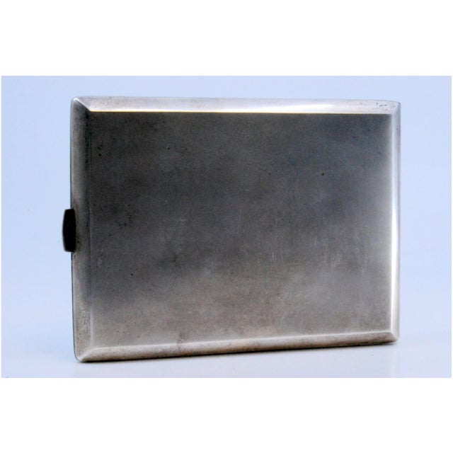 Silver Matte Silver Cigarette Case with Geometric Figures and Gilt Interior For Sale - Image 8 of 10