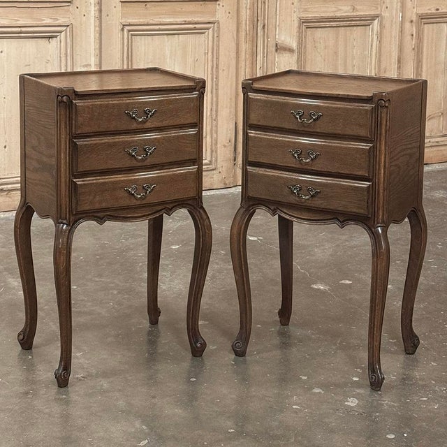 Mid 20th Century Pair Vintage Country French Nightstands ~ End Tables For Sale - Image 5 of 18