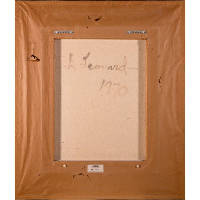 c.e. Leonard Cubits Surreal Abstract Signed Oil Painting on Framed Canvas 1970 For Sale - Image 4 of 8