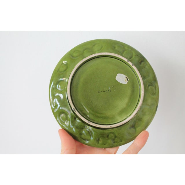 Vintage Inarco Blue and Green Ceramic Pitcher With Matching Underplate For Sale - Image 9 of 11