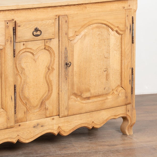 20th Century Long Bleached Oak Sideboard Buffet From Belgium For Sale - Image 14 of 16