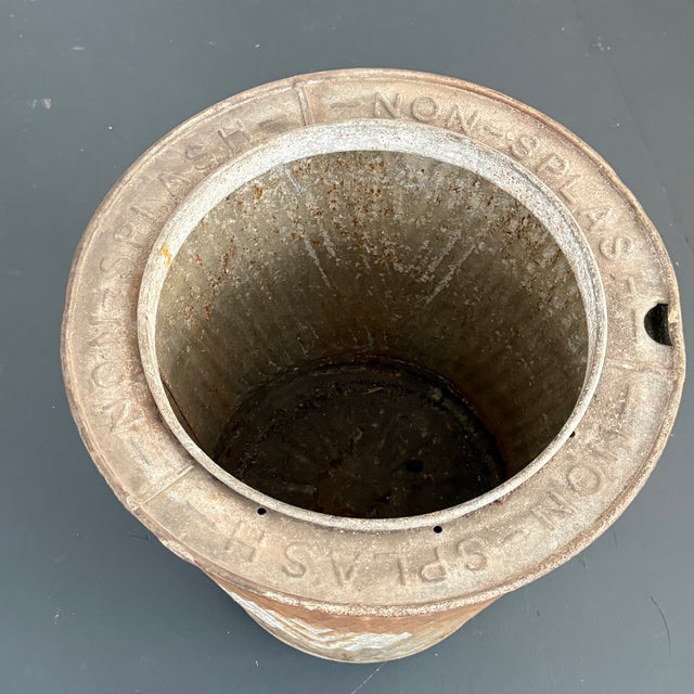Metal Early 20th Century Rustic Industrial Non-Splash Oxidized Metal Bin For Sale - Image 7 of 7