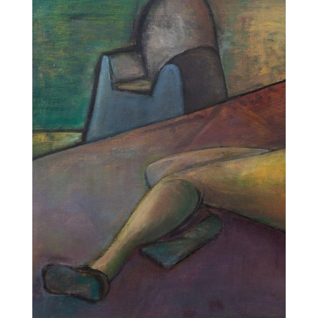 Leonard Feldman (American, XX), Reclining Female Nude, Oil on Canvas, initialed "L.F." to verso, unframed. 24.25" H x...