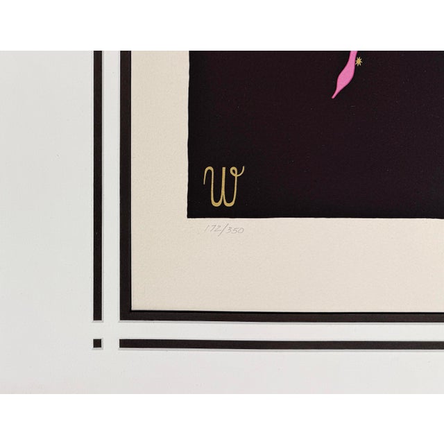 Art Deco Erté, Letter W Serigraph From Alphabet Suite, Hand Signed, Edition of 350, Framed, 1976 For Sale - Image 3 of 3