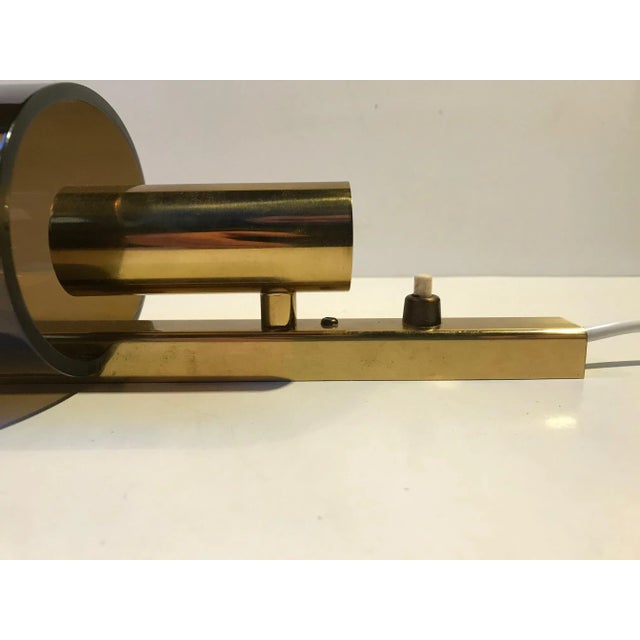Danish Gilt Brass & Smoked Acrylic Glass Sconce from Hassel & Teudt, 1960s For Sale - Image 3 of 7
