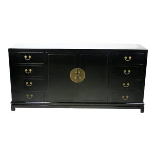 Asian Modern Black Lacquer Sideboard For Sale
