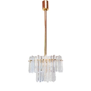Ceiling Lamp with Ice Crystals and Brass in the style of Kalmar, 1960s For Sale