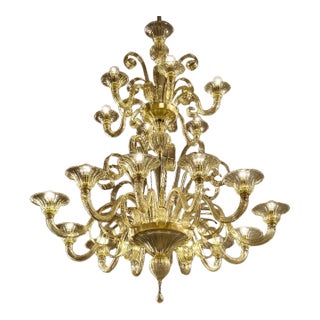 Contemporary Champagne Venetian "Curls" Murano Blown Chandelier For Sale